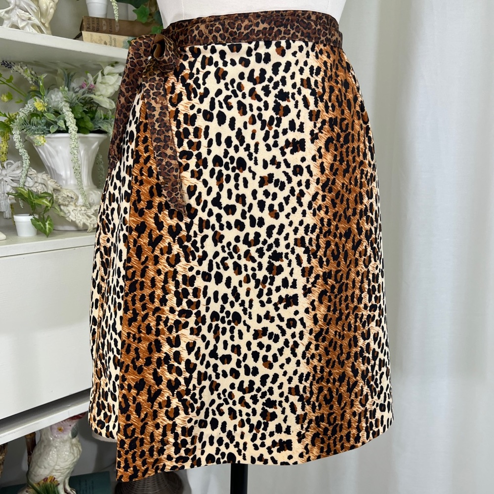 Vintage Handmade Leopard Print Mini Wrap Skirt